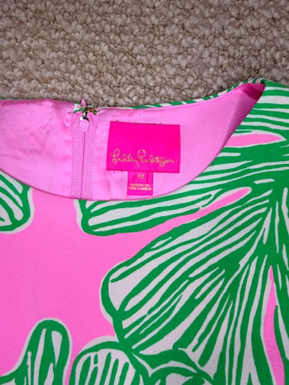 Lilly Pulitzer Donna Romper “Who Let the Fronds Out” Pink Green Print Size 10 - Picture 3 of 13